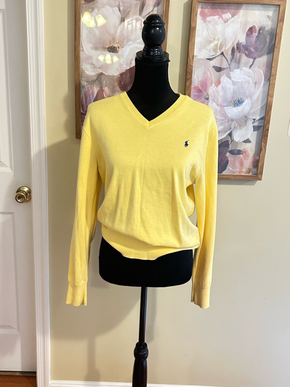 Ralph Lauren Canary Yellow V-Neck Cotton Sweater